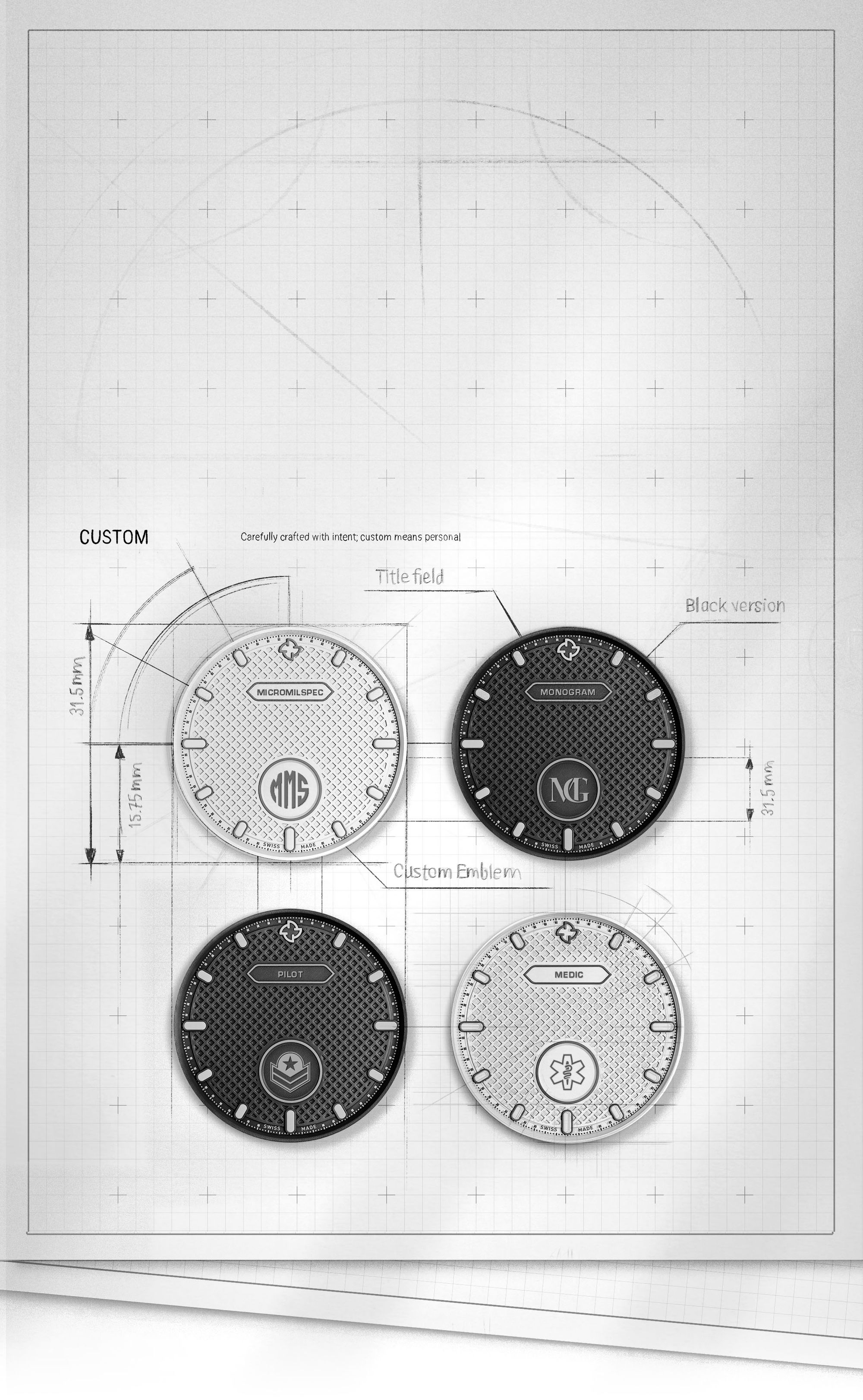 MICROMILSPEC Monogram Watch - Personalize with Your Own Monogram
